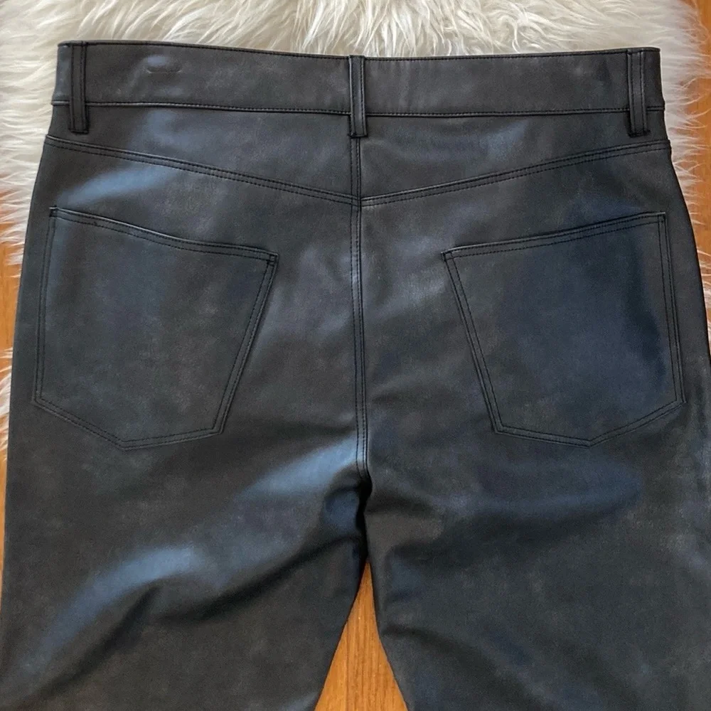 Zara High-Waist Faux Leather Washed Effect Bootcut Cropped Pants ZW Collection